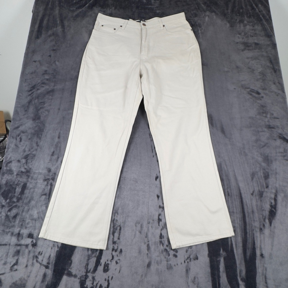 Bill Blass Jeans Perfect Fit Pants Womens 14 Short Cream Boot Cut Cotton 4466
